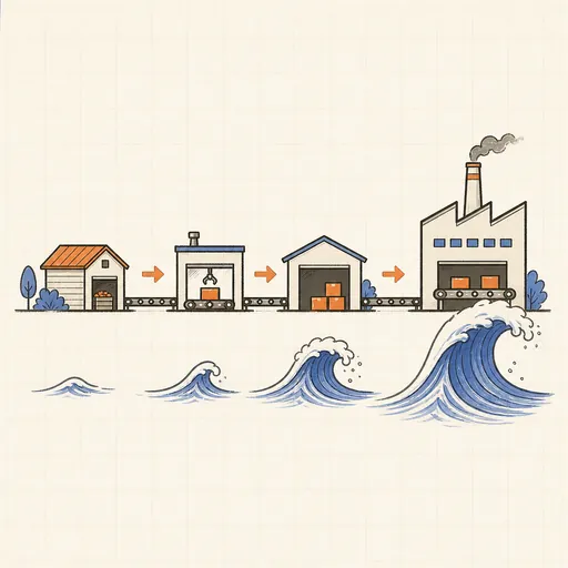 Bullwhip Effect (Beer Game) illustration